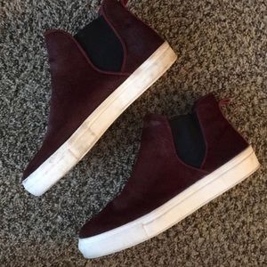 Zara faux fur red high top sneakers